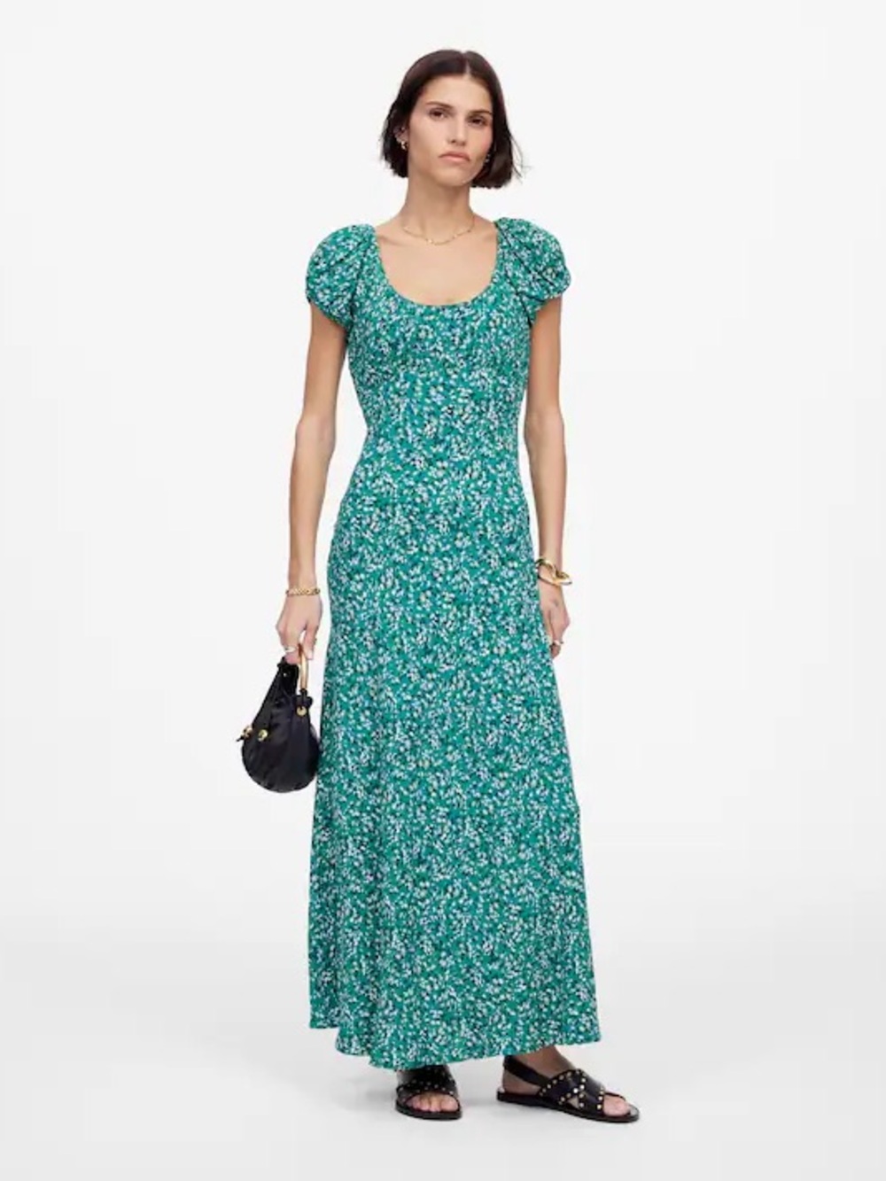MADEWELL RUCHED FLORAL MAXI DRESS